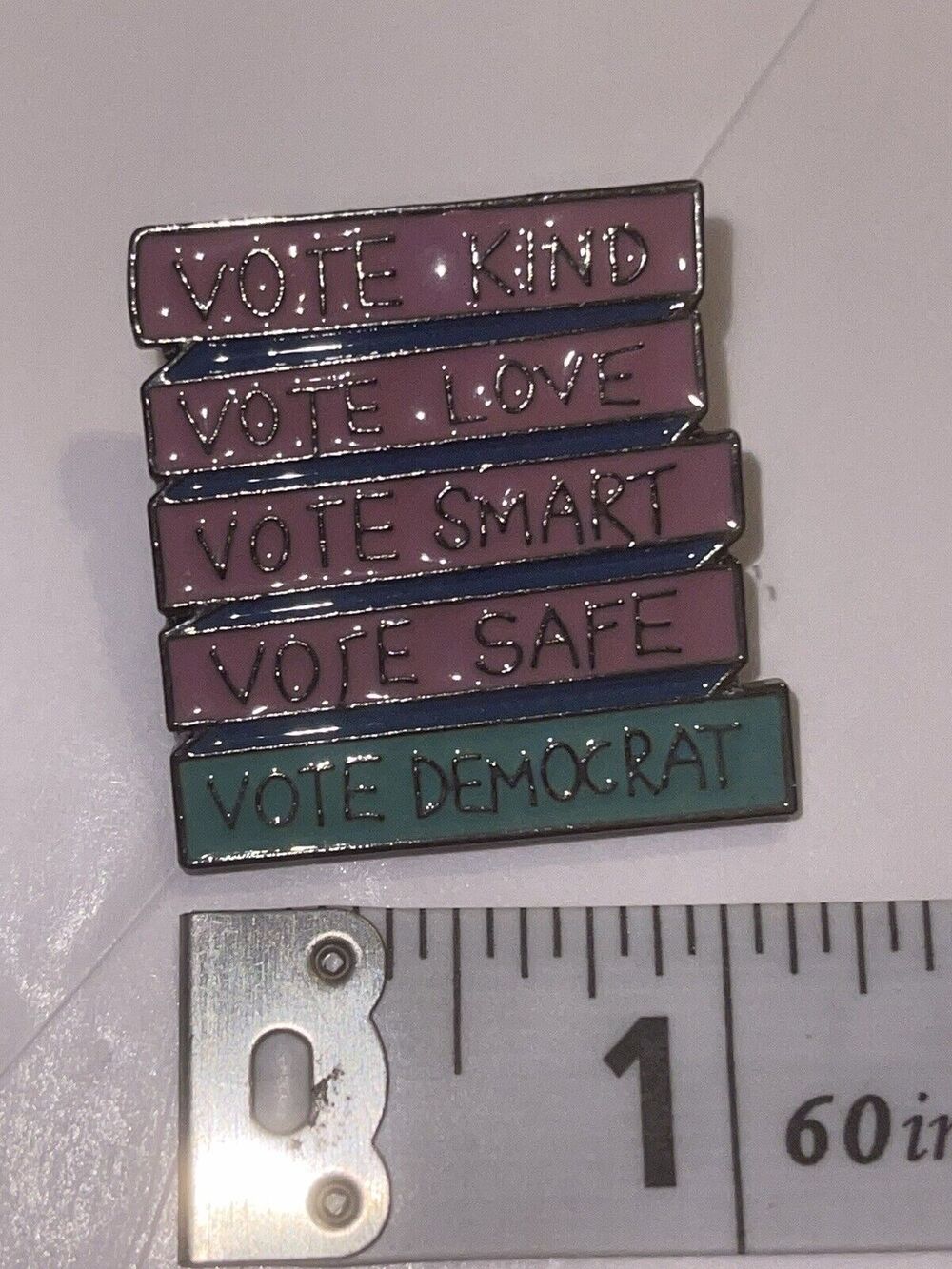 Vote Kind Love Smart Safe Democrat Pin Brooch